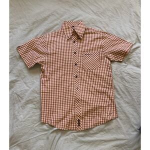 BEN SHERMAN Checkered Plaid Short Sleeve Oxford Dress Shirt